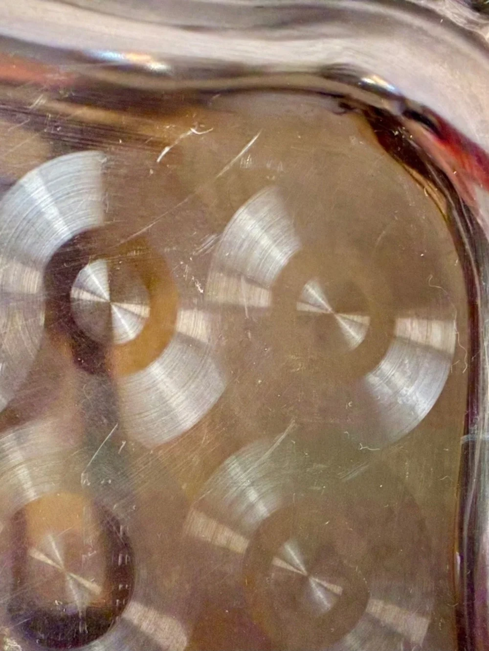 Vintage Stainless Steel Serving Tray Enbossed engine turned Swirl Pattern